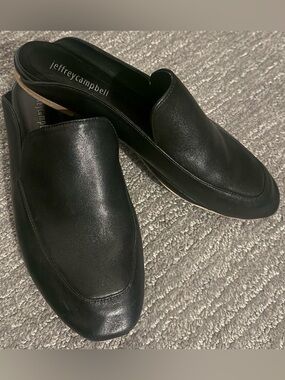 Jeffrey Campbell Black Leather Mule Clogs